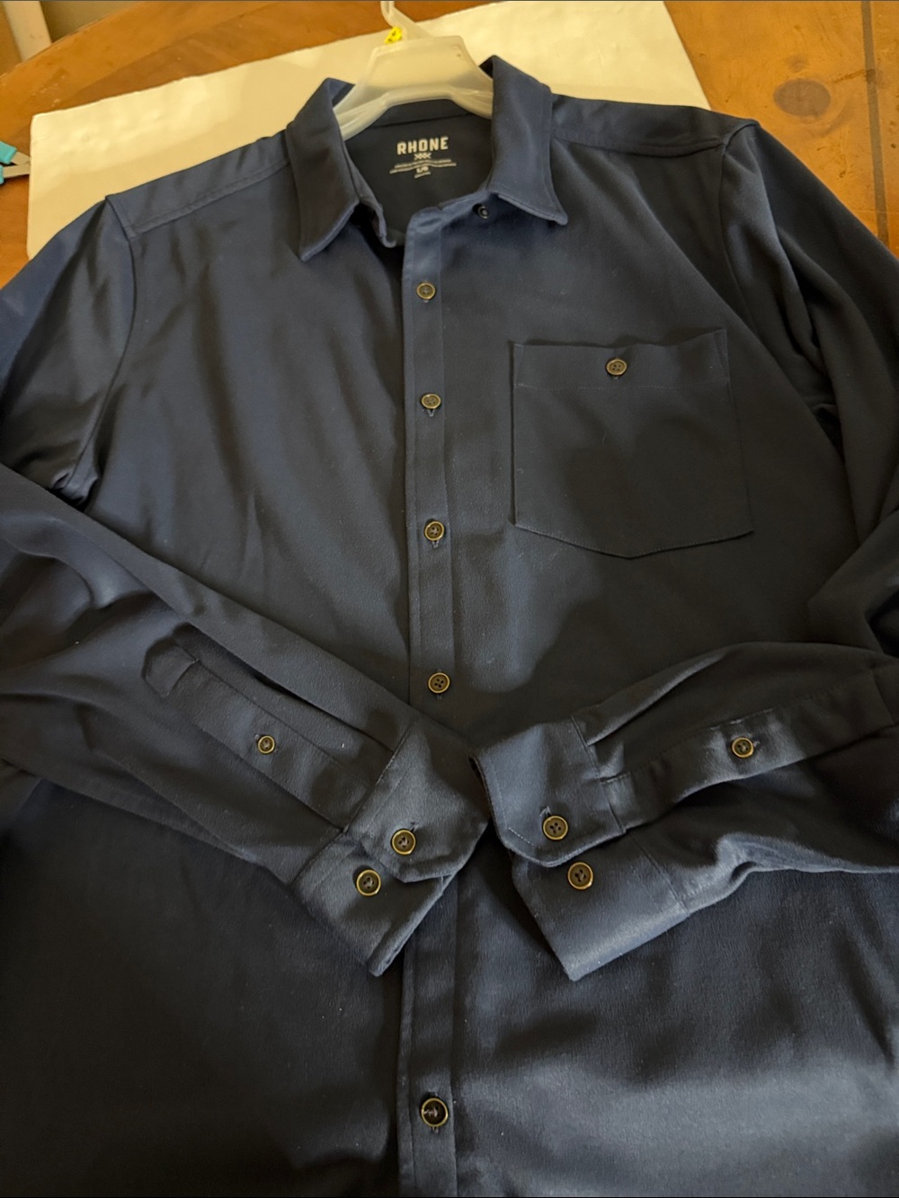 RHONE Men's navy blue  Long Sleeve Button-Down Shirt - Blue